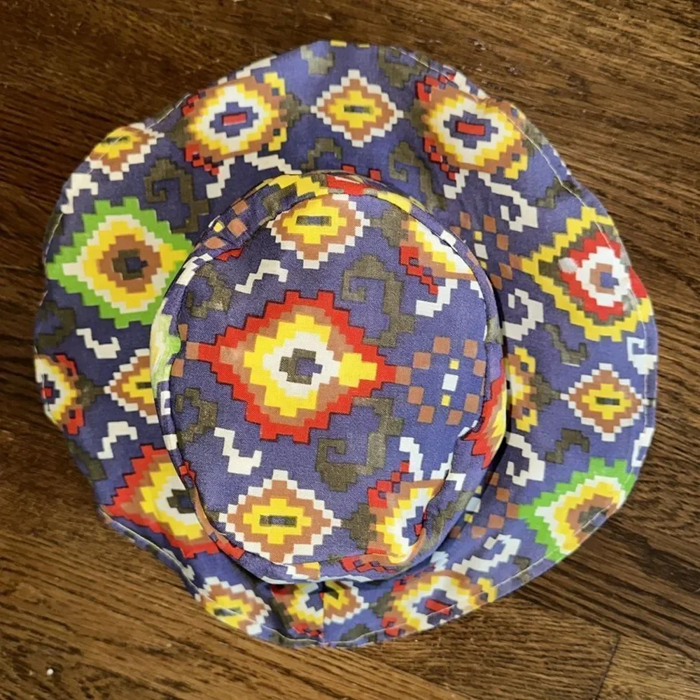 Vintage 60s/70s‎ Aztec/Native American multi colored Patterned Bucket/Flop Hat